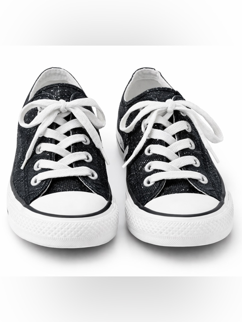 Converse All Star Low Top Black Glitter WMN SZ 6 Sneakers Casual Lace Up Shoes